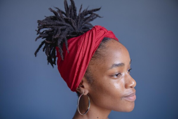 Woman wearing a red headband