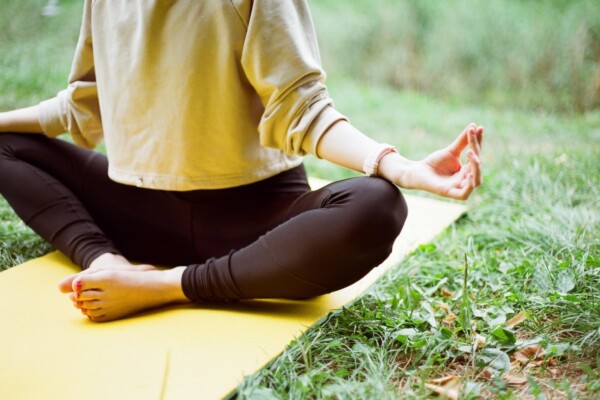 Woman doing yoga outside