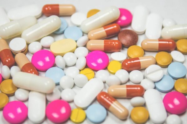 antibiotics, assorted medication tables and capsules