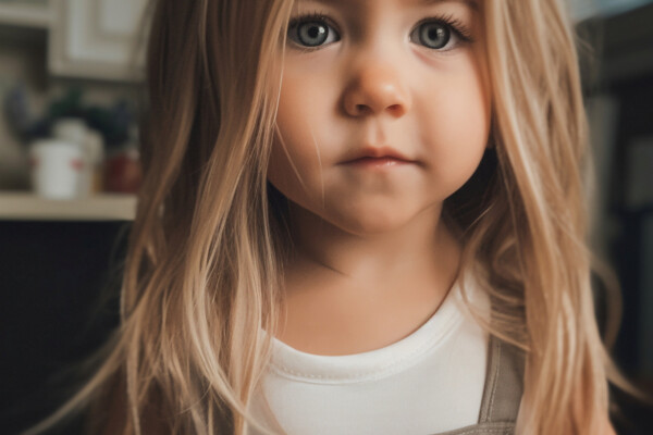 An AI generated image of Jennifer Aniston as a toddler.