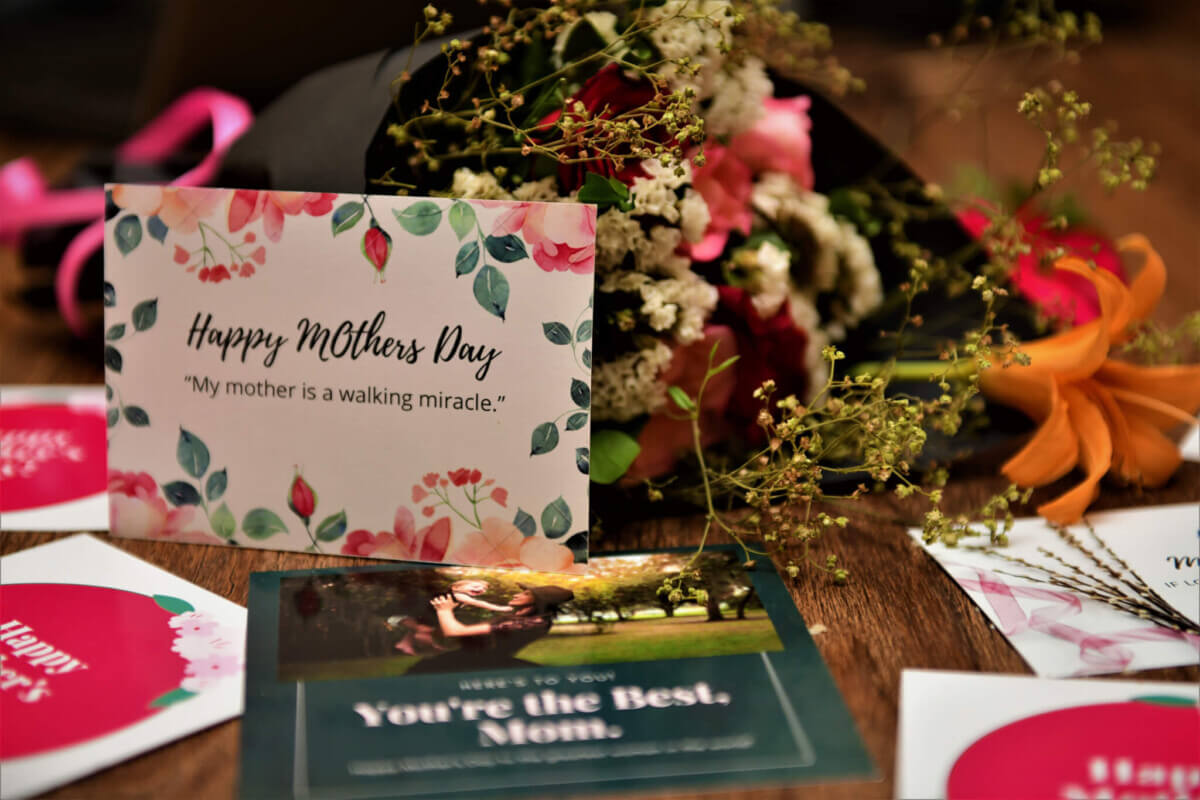 Mother’s Day card and flowers