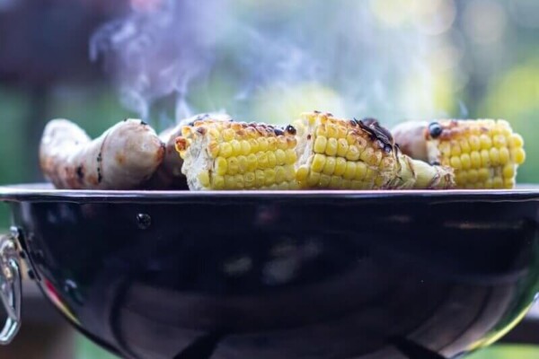 food smoking on a barbeque