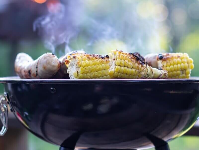 food smoking on a barbeque