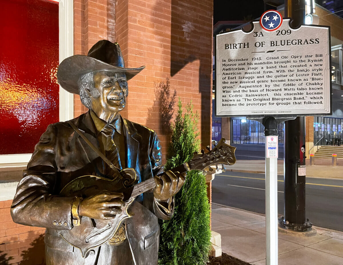 Statue of Bill Monroe outside of The Ryman Auditorium in Nashville