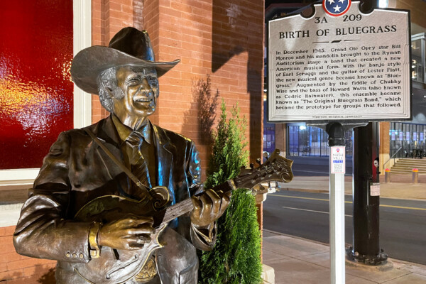 Statue of Bill Monroe outside of The Ryman Auditorium in Nashville