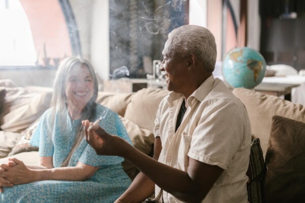 Elderly Man Holding marijuana