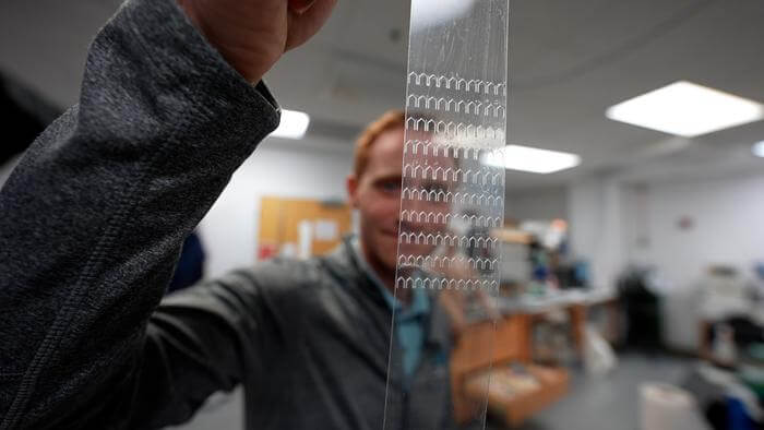 Prof. Michael Barlett holds new type of tape