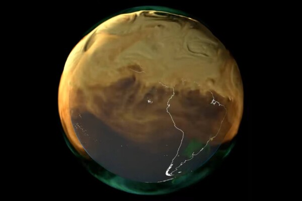 Model revealing carbon emissions around Earth