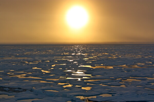 Sunsets started to tease the Arctic horizon as scientists on board the U.S. Coast Guard Cutter Healy headed south in the Chukchi Sea during the final days collecting ocean data for the 2011 ICESCAPE mission.