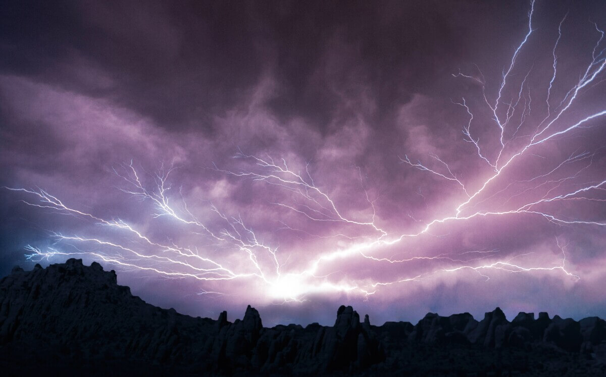 Lightning over the mountains