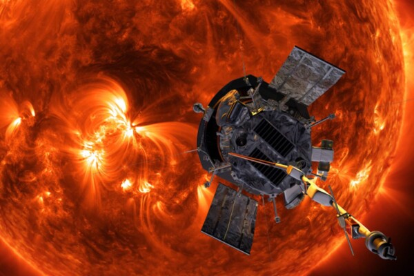 Parker Solar Probe spacecraft approaching the sun.