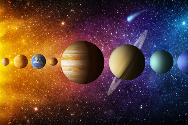 Solar system with planets in order from distance to Sun