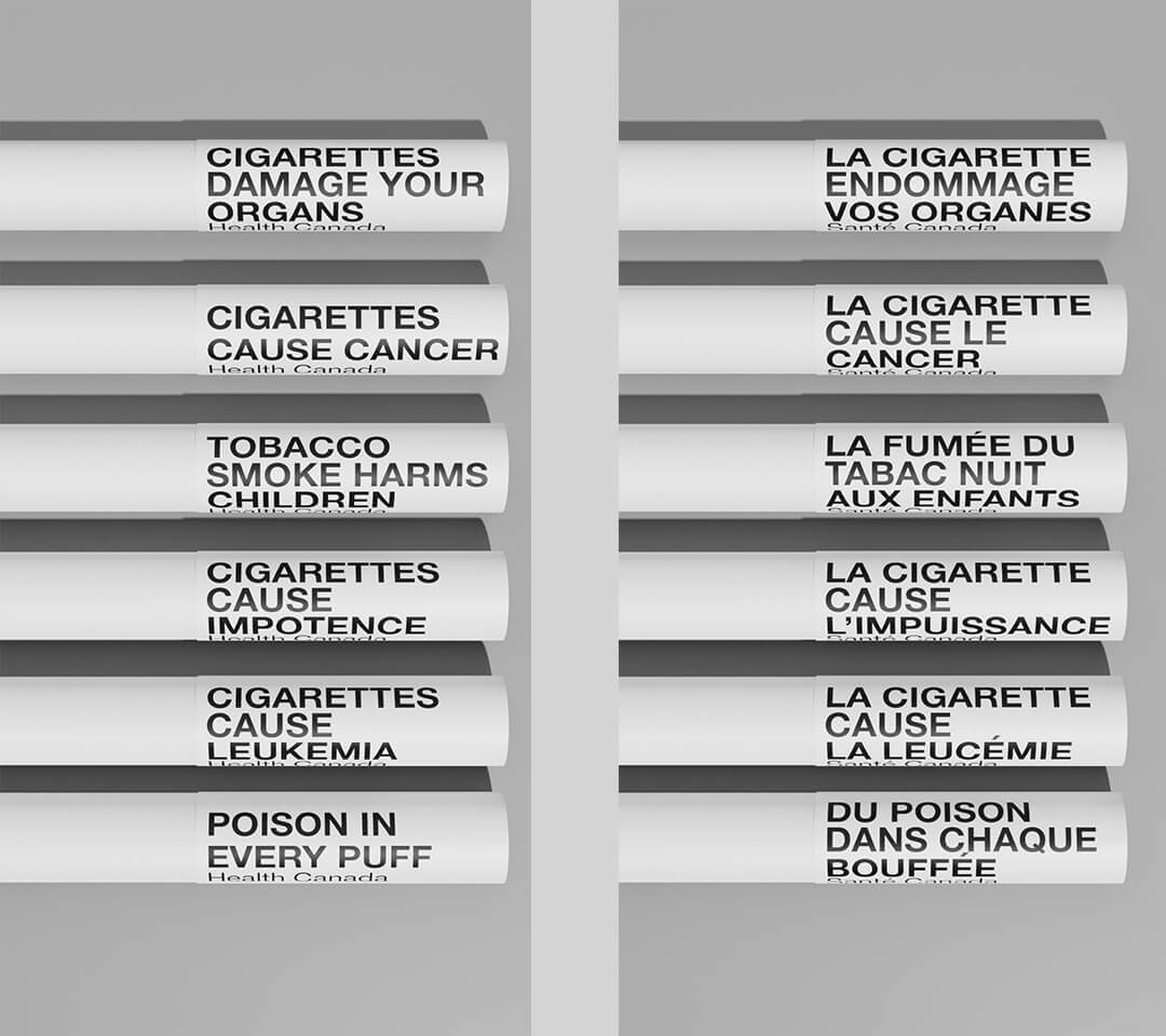 Individual cigarette warning labels