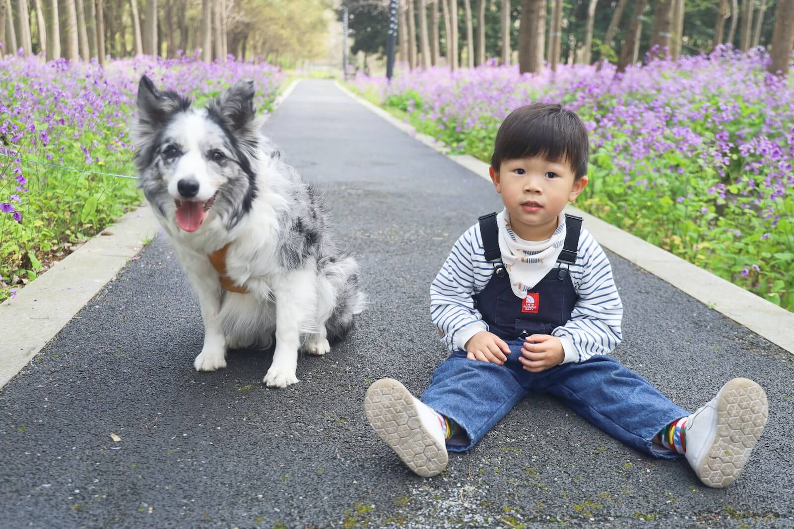 boy in gray and black sweater and blue denim jeans sitting on gray concrete road during