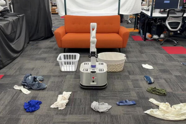 Tidybot robot sorts a messy room