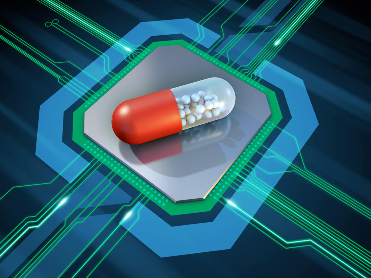 Drug Capsule On A Computer