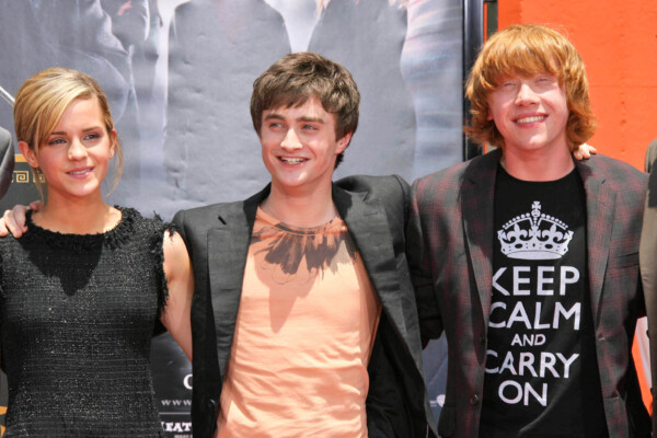 Emma Watson with Daniel Radcliffe and Rupert Grint at the Hand, Foot and Wand Print Ceremony Honoring The Cast of "Harry Potter"