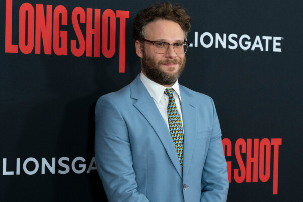 Seth Rogen attends premiere of Long Shot in 2019