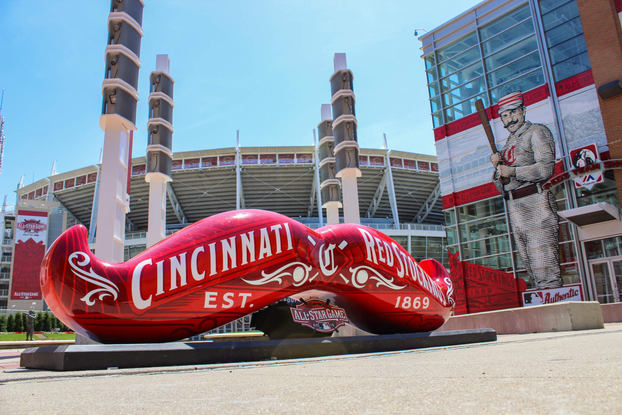 A statue at the Great American Ballpark in Cincinatti 