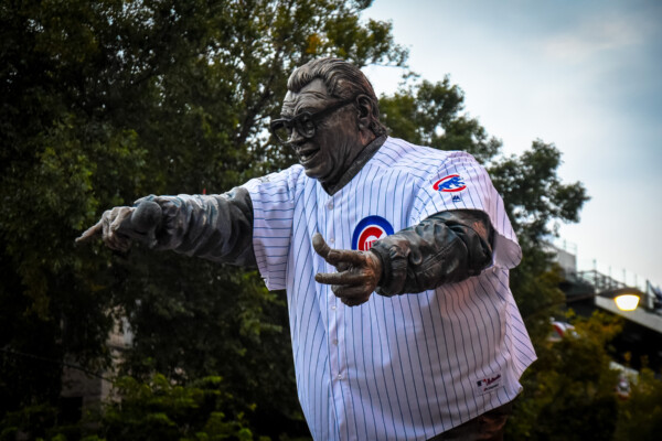 Statue of Harry Caray outside of Wrigley Stadium in Chicago
