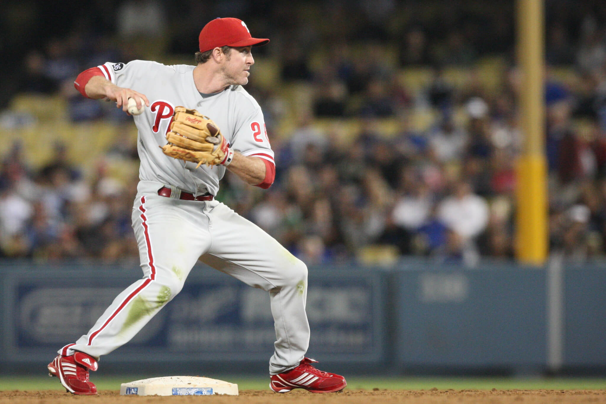 Chase Utley during the Phillies vs. Dodgers game on Aug 30 2010 at Dodgers Stadium