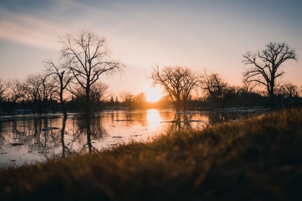 Red River at sunset in Grand Forks, ND