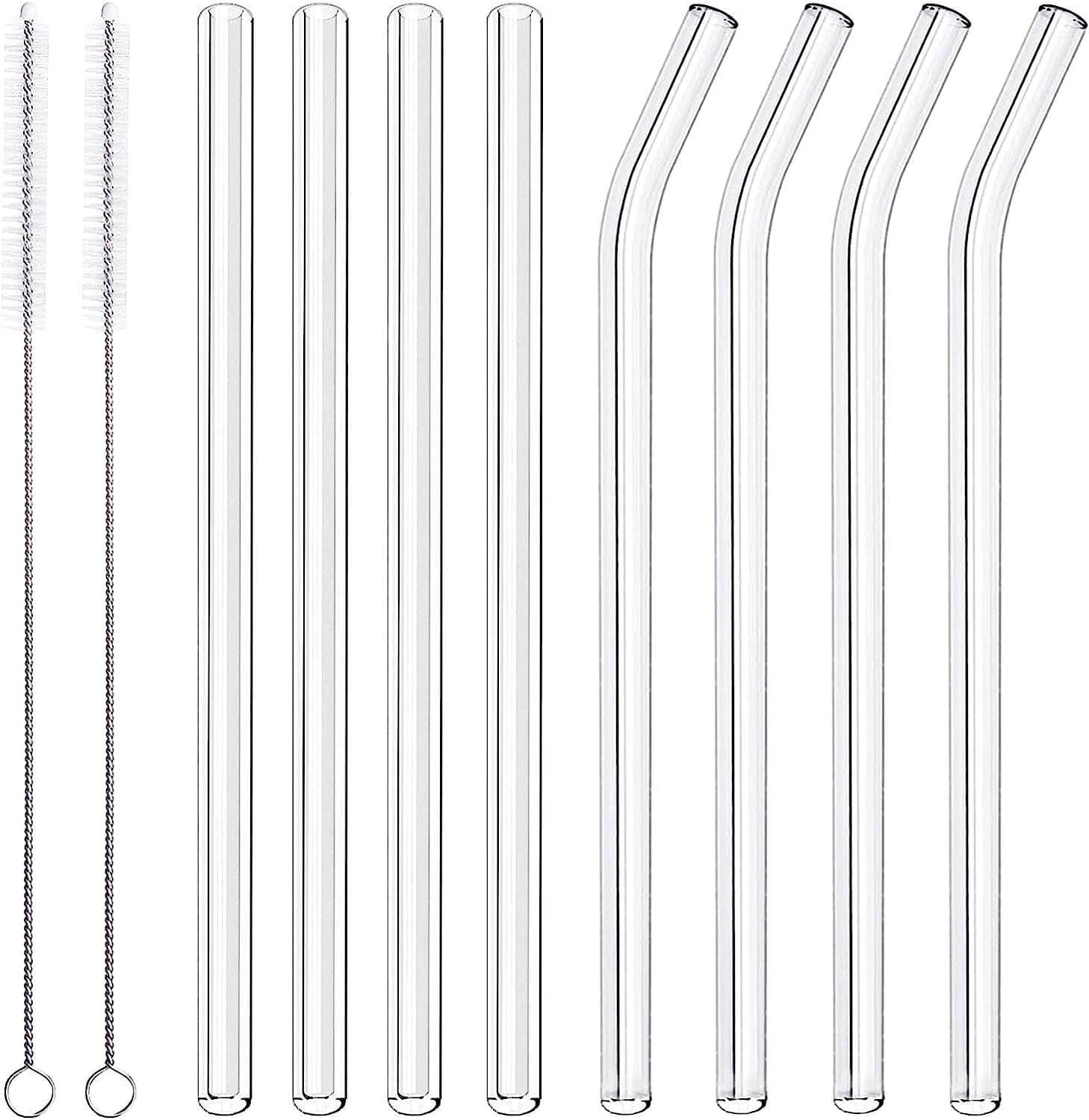 glass straws with cleaner