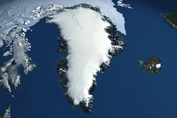 Greenland island from space.