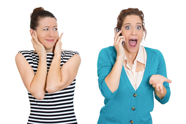 loud, obnoxious rude woman, talking loudly on cell phone