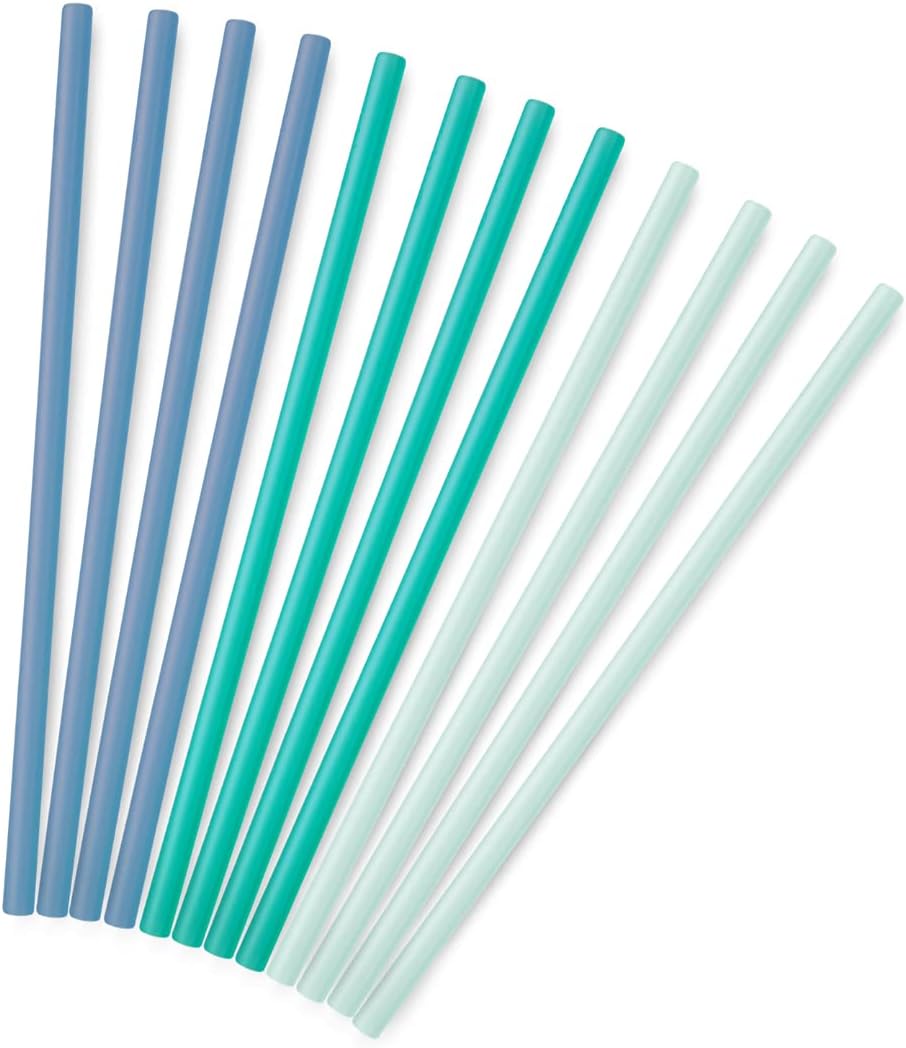 blue and green reusable straws