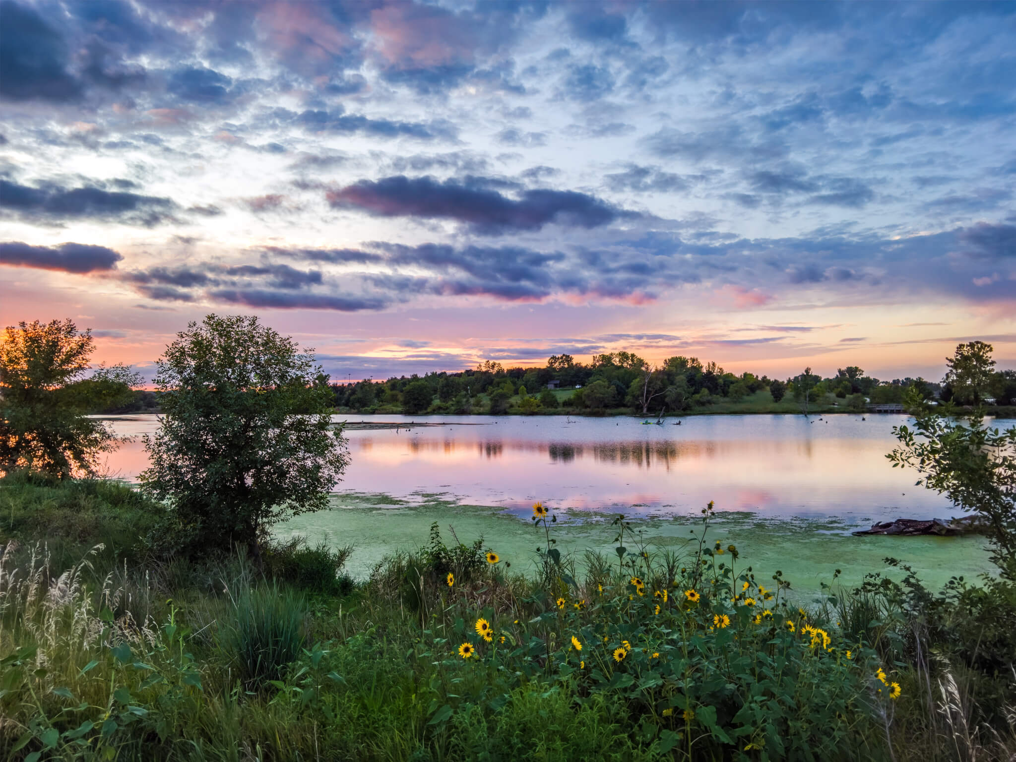 A lake sunset in Pavilion, NE
