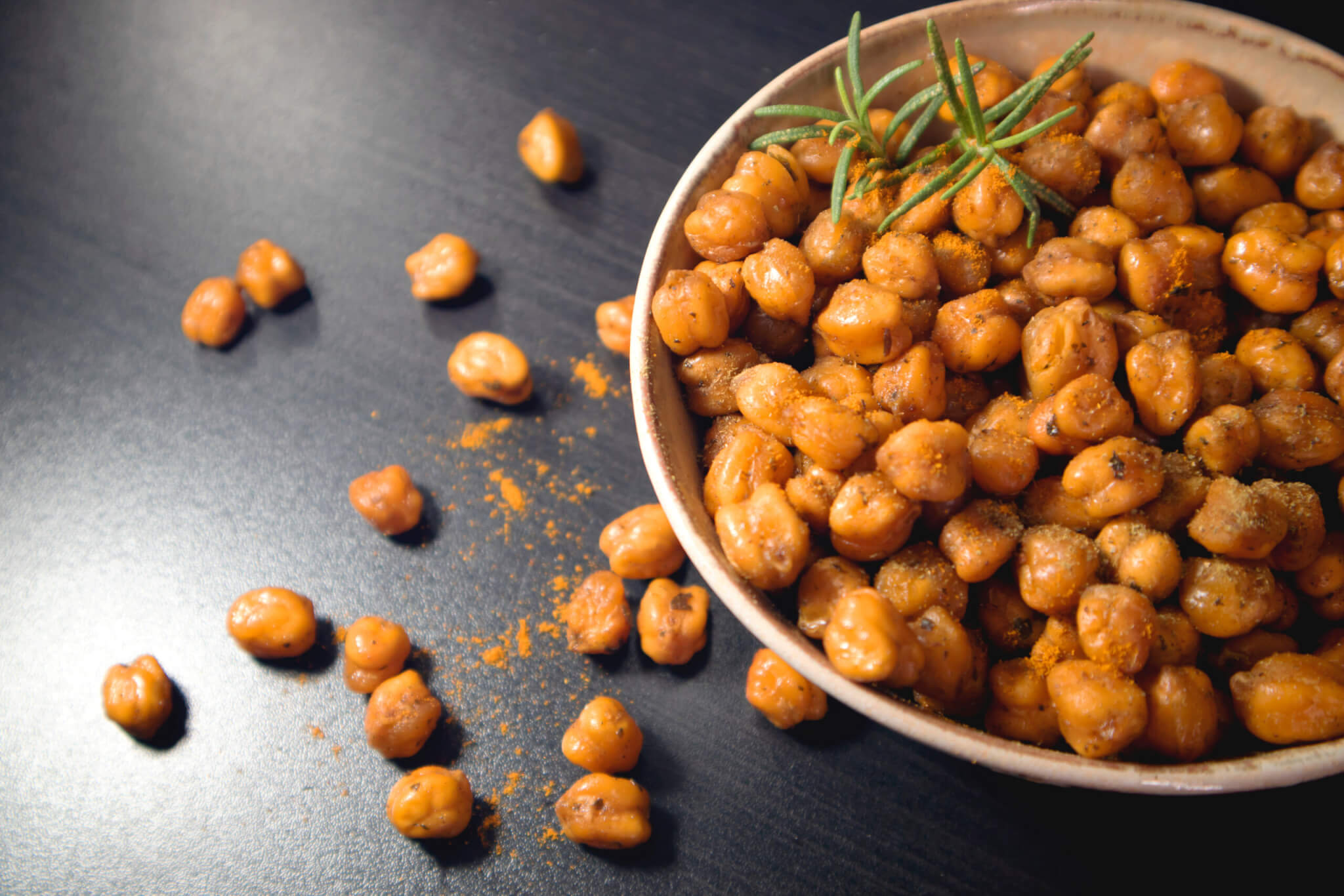 Roasted chickpeas in a bowl