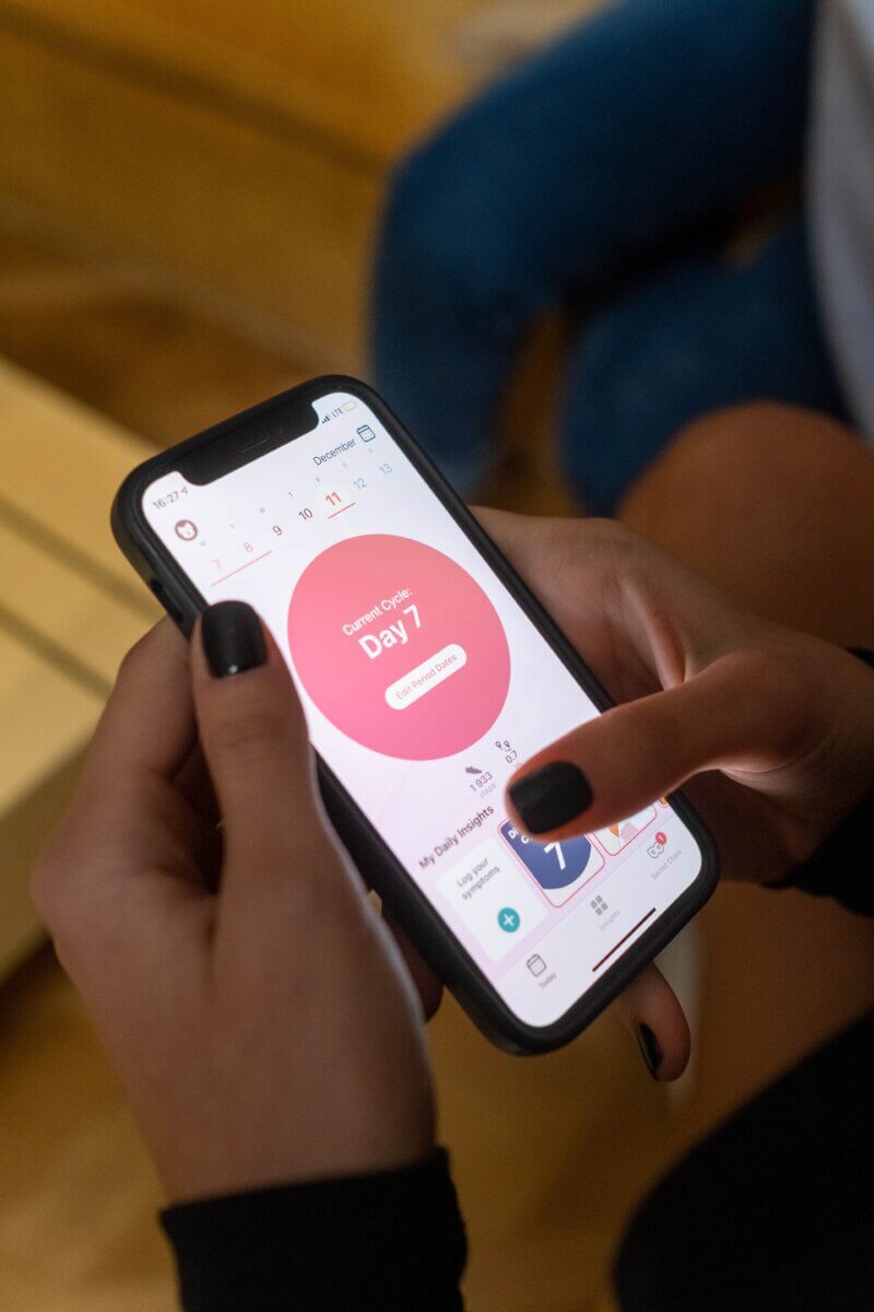 Picture of period tracker on smartphone