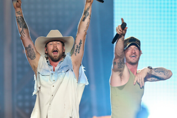 Brian Kelley, (L) and Tyler Hubbard of Florida Georgia Line perform in New York 2019