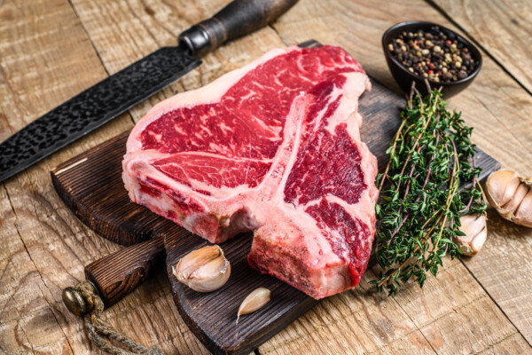 Raw Porterhouse steak