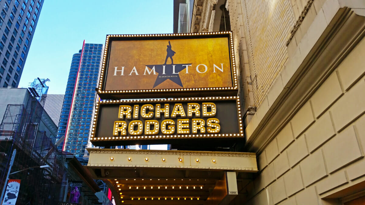 “Hamilton” playing at the Richard Rogers Theater in Manhattan