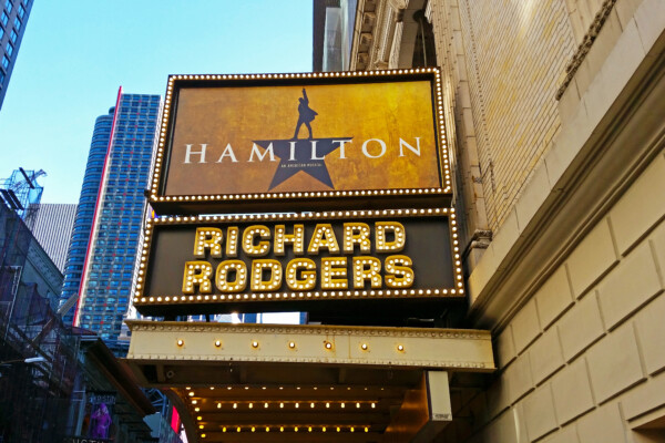 "Hamilton" playing at the Richard Rogers Theater in Manhattan
