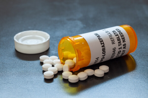 Prescription bottle of Lorezapam tablets