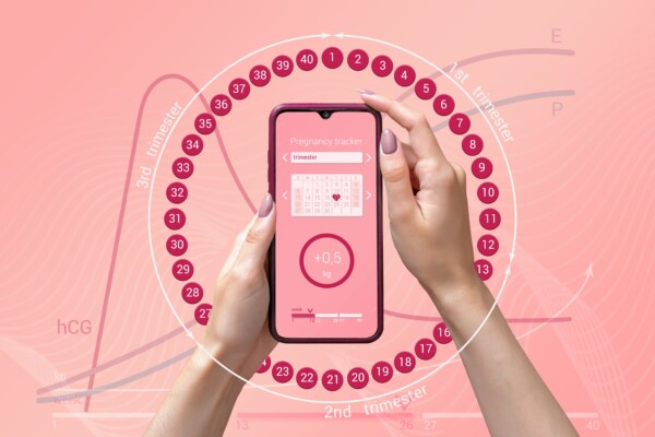 Period tracker mobile app graphic