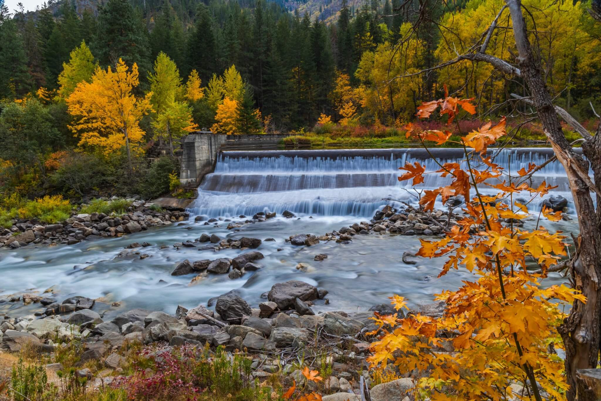 Lake Wenatchee in Leavenworth, Washington during fall 