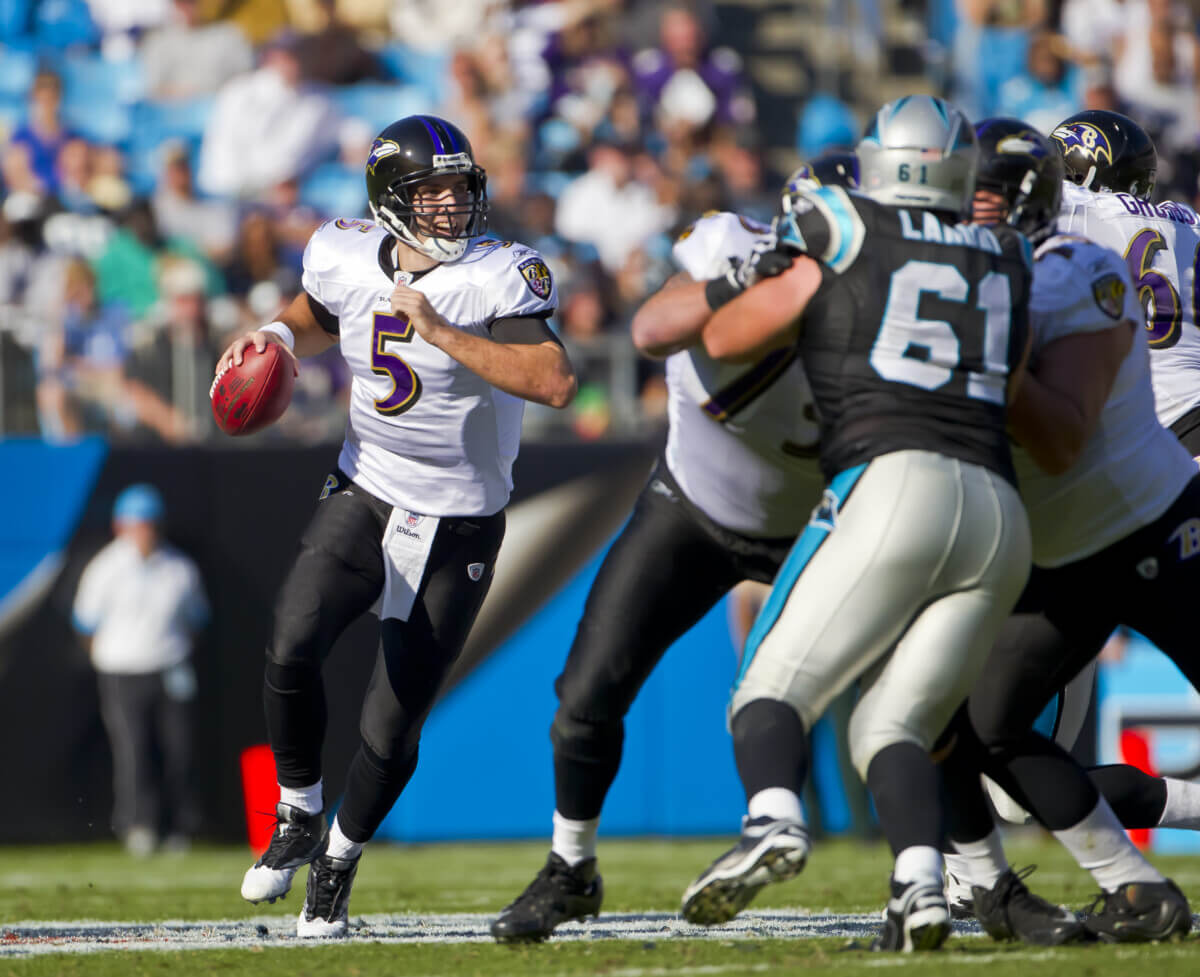 Joe Flacco in a Ravens vs. Panthers game in 2010