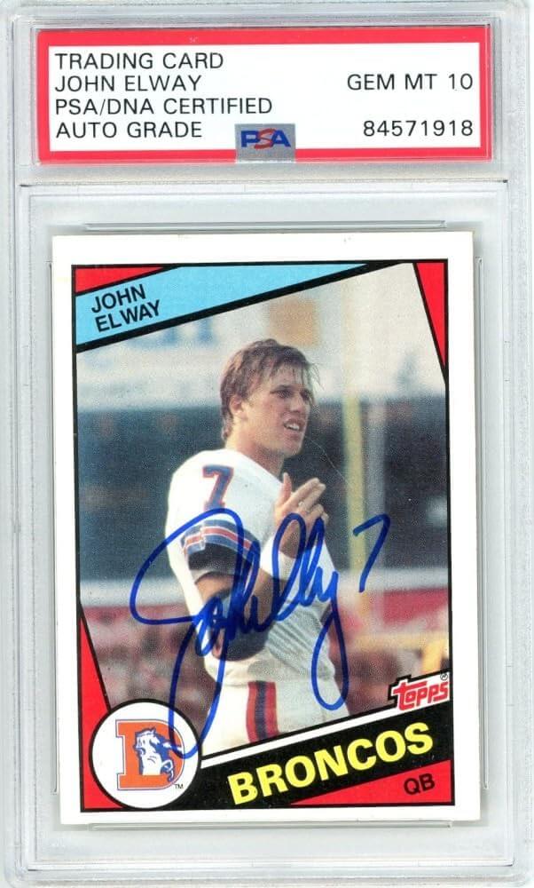 John Elway 1984 Topps Autograph Rookie Card RC #63 PSA/DNA 10