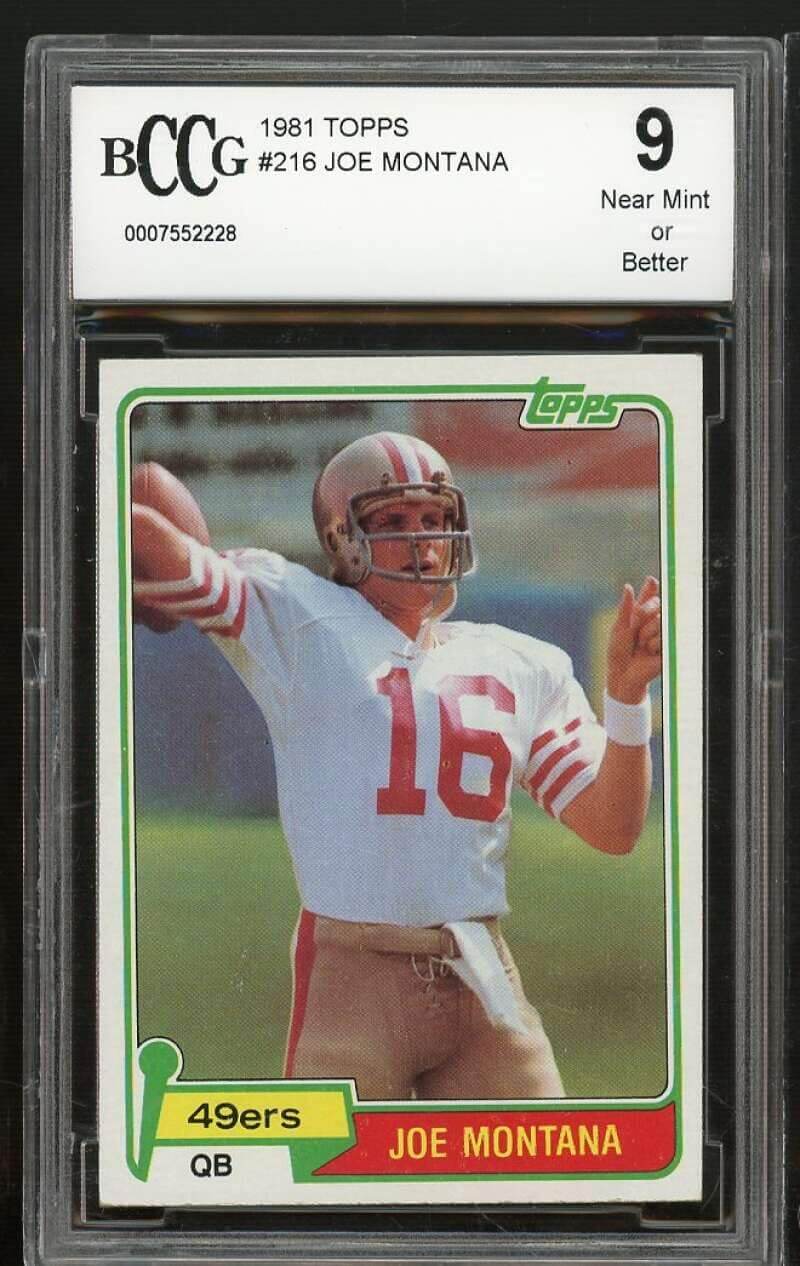 1981 Topps #216 Joe Montana Rookie Card BGS BCCG 9 Near Mint+