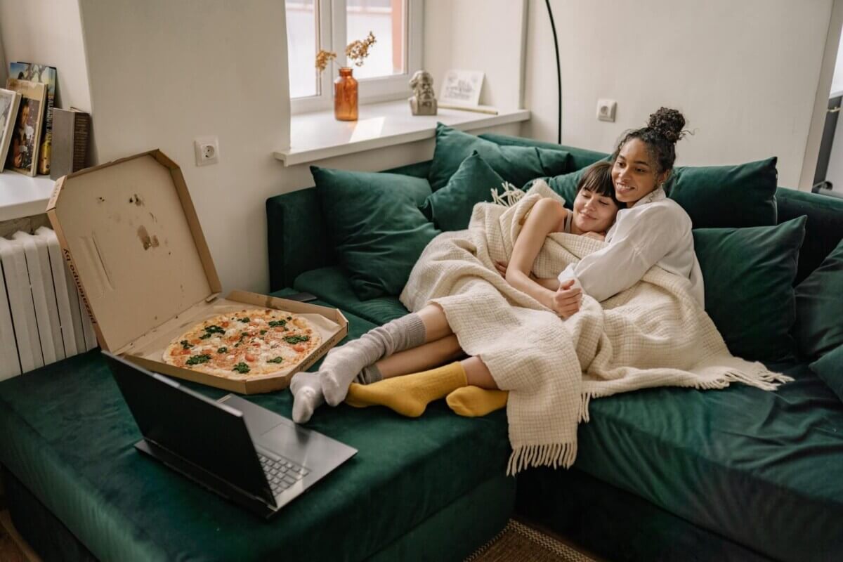 A couple watching a movie