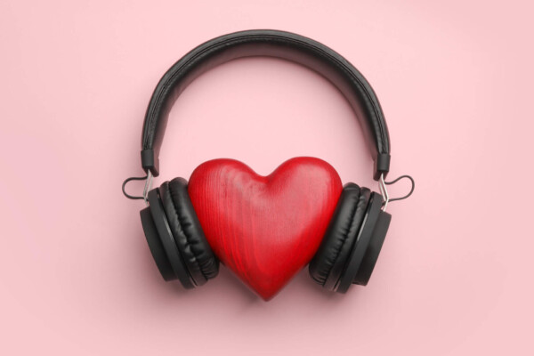 Heart wearing headphones