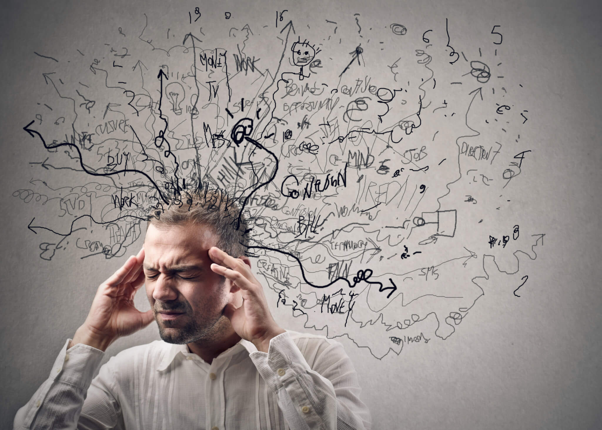 man stressed and confused