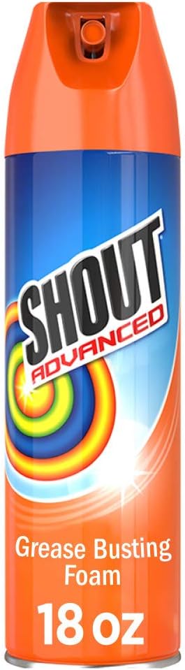 blue and orange spray bottle of laundry foam