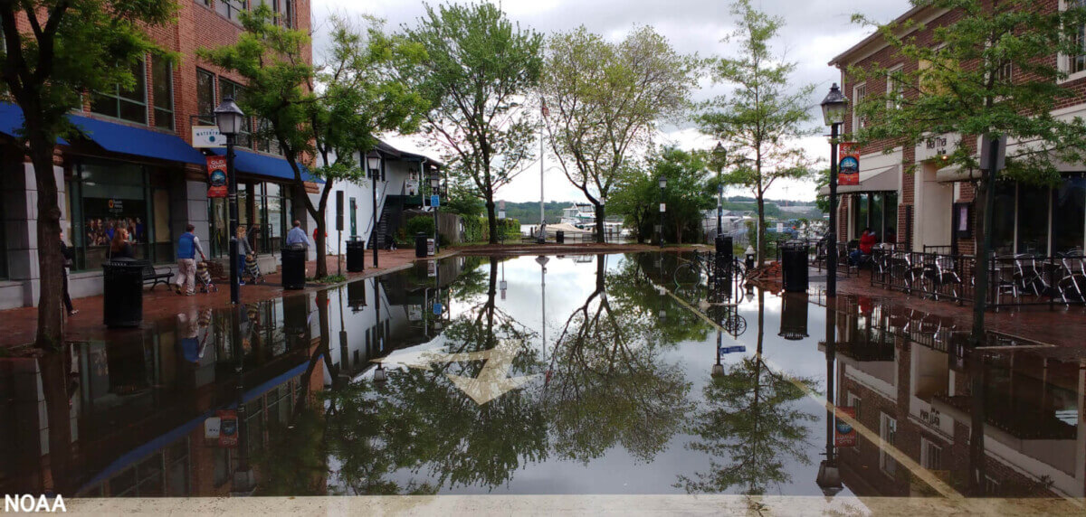 Old Town Alexandria, Virginia, in May 2016 after high tides in the Potomac River inundated the street.