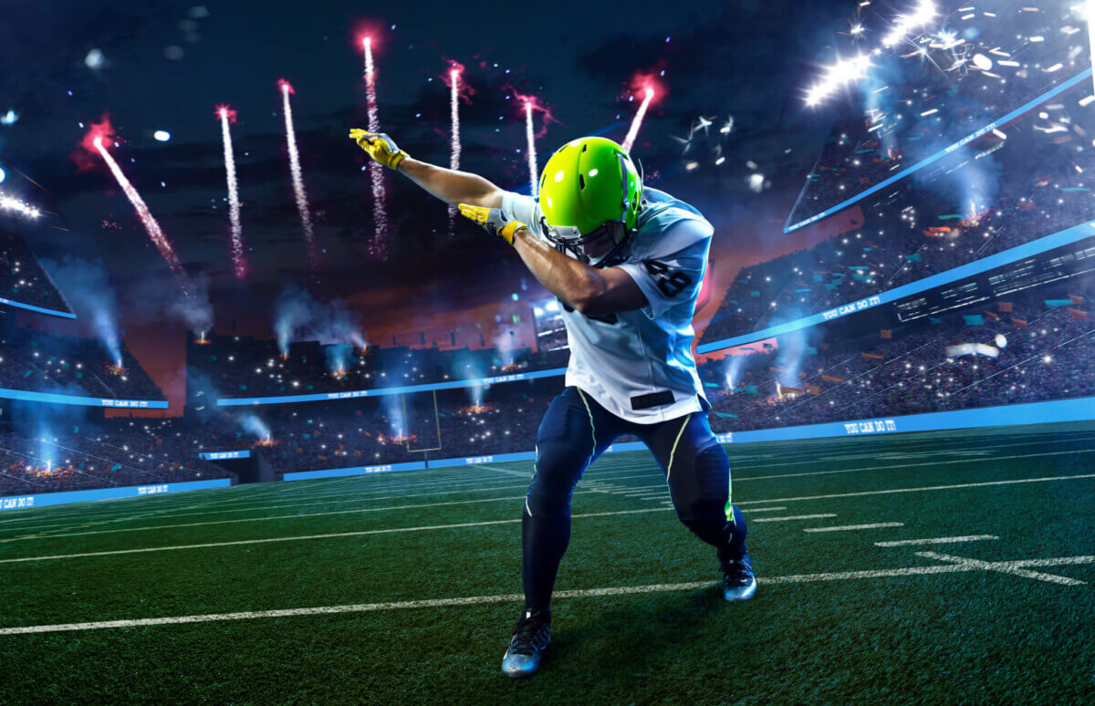 Football player touchdown celebration