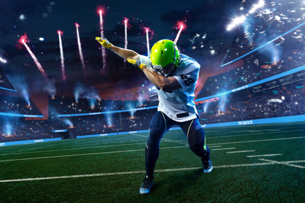 Football player touchdown celebration